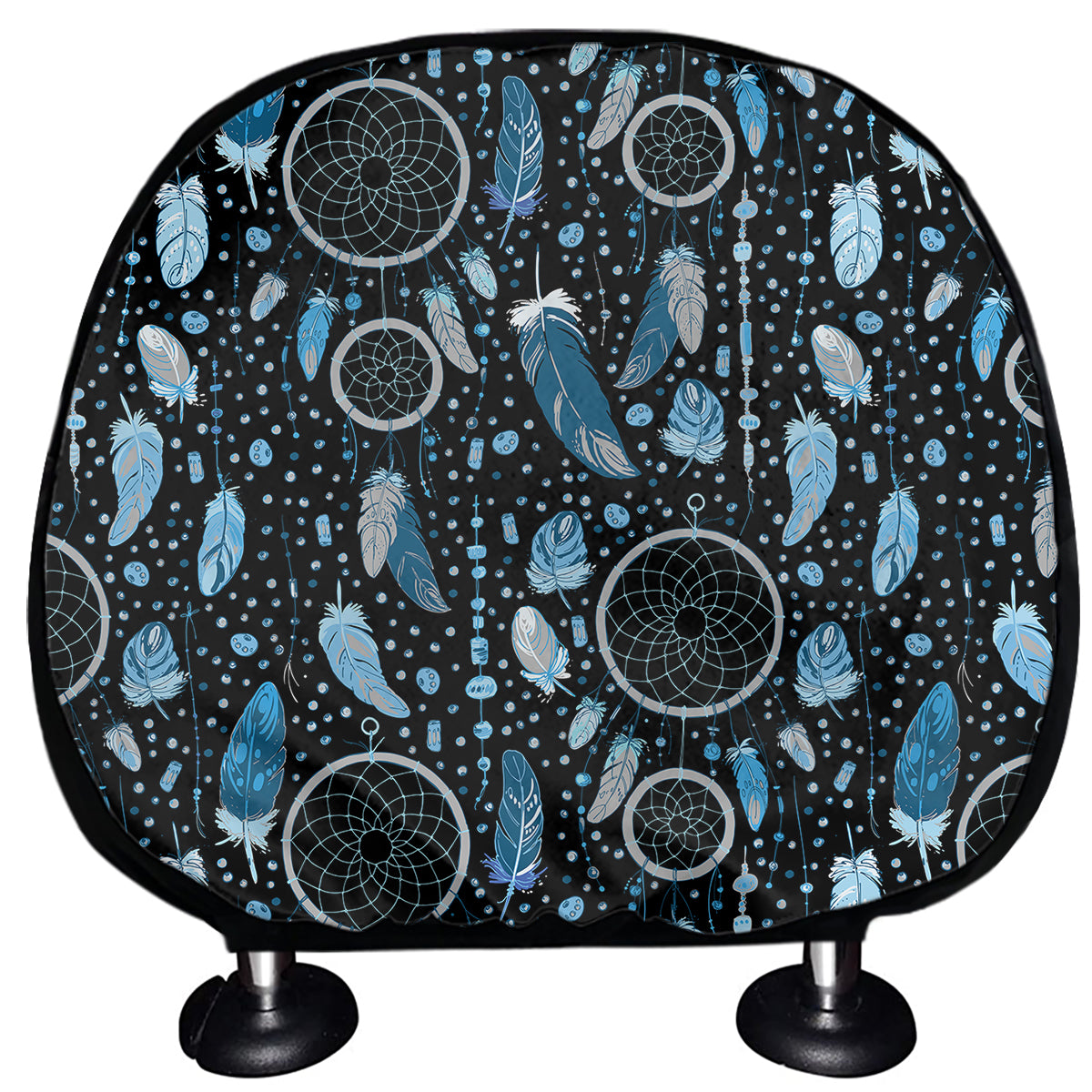 Blue Native Dream Catcher Pattern Print Car Headrest Covers