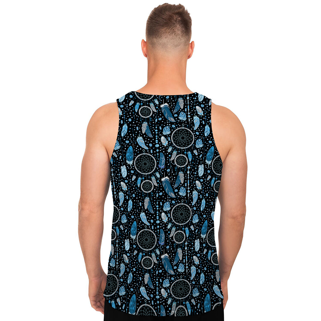 Blue Native Dream Catcher Pattern Print Men's Tank Top