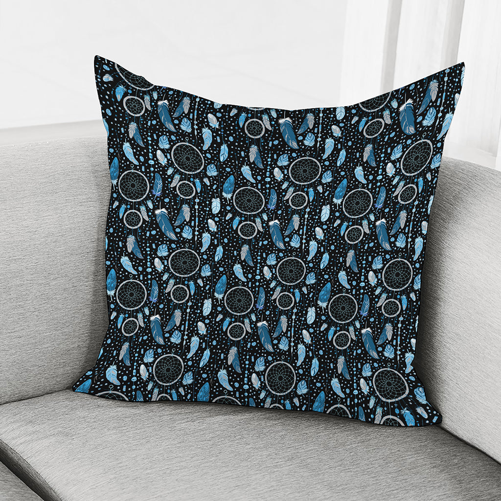 Blue Native Dream Catcher Pattern Print Pillow Cover
