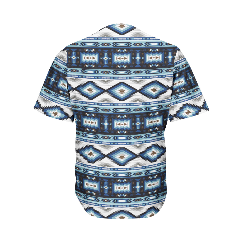 Blue Native Pendleton Navajo Print Men's Baseball Jersey