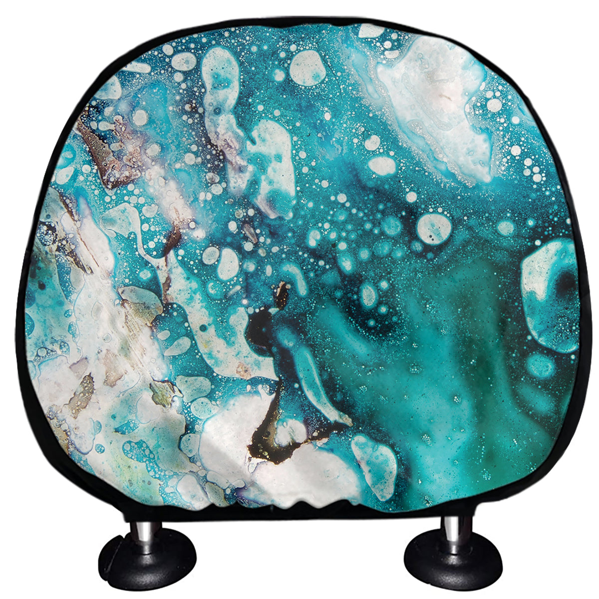 Blue Ocean Acid Melt Print Car Headrest Covers