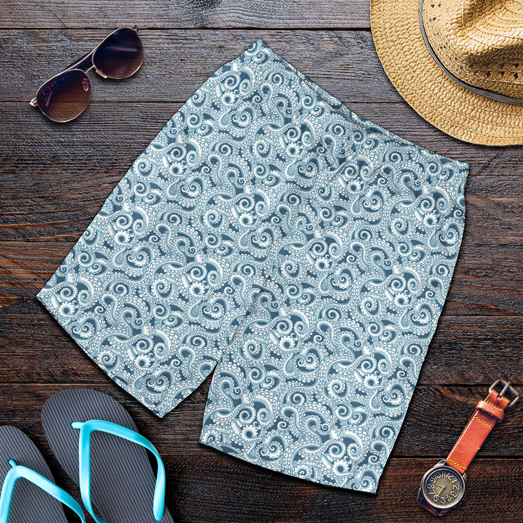 Blue Octopus Tentacles Pattern Print Men's Shorts