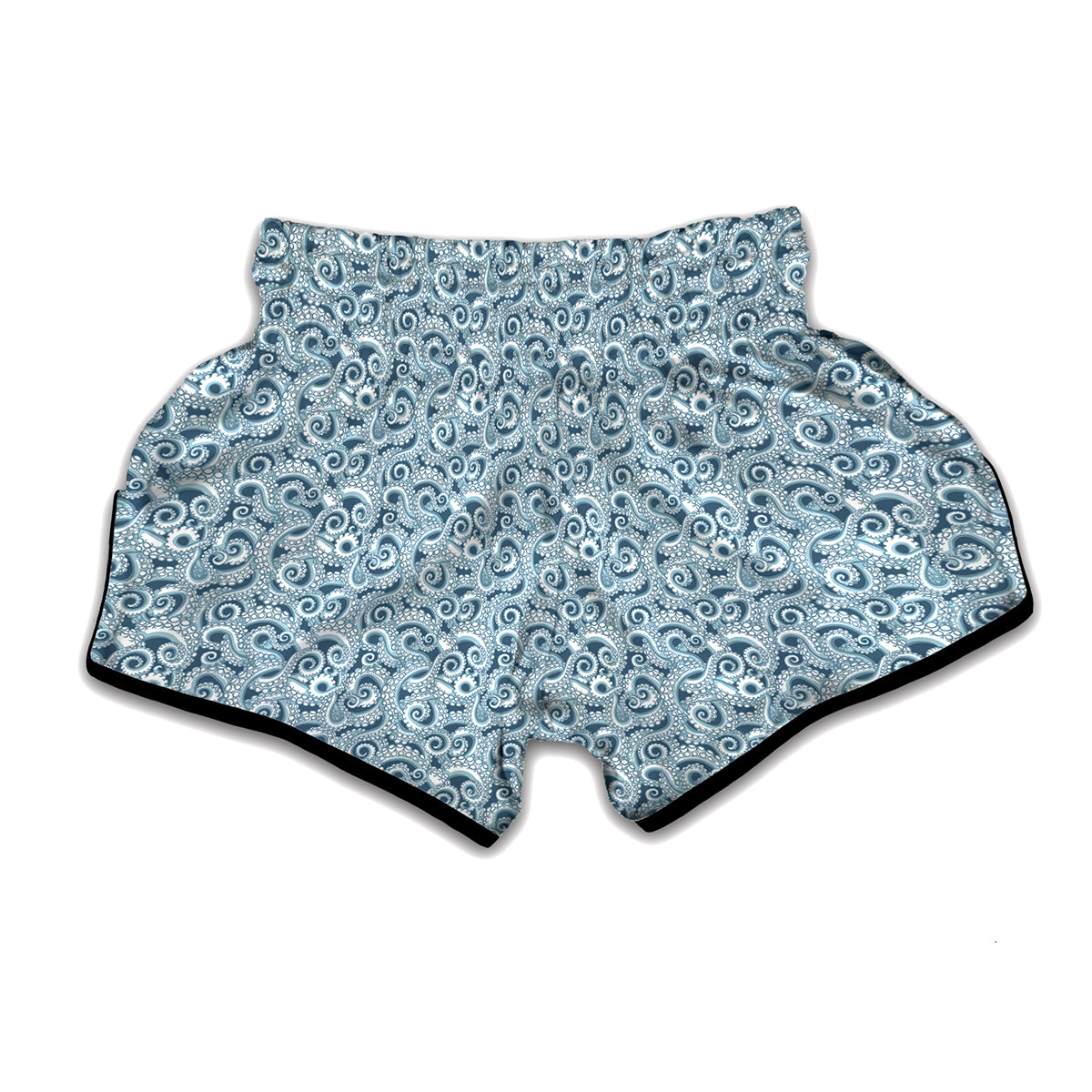 Blue Octopus Tentacles Pattern Print Muay Thai Boxing Shorts