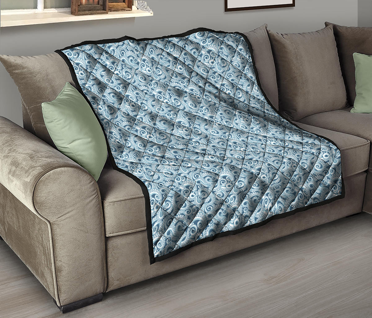 Blue Octopus Tentacles Pattern Print Quilt