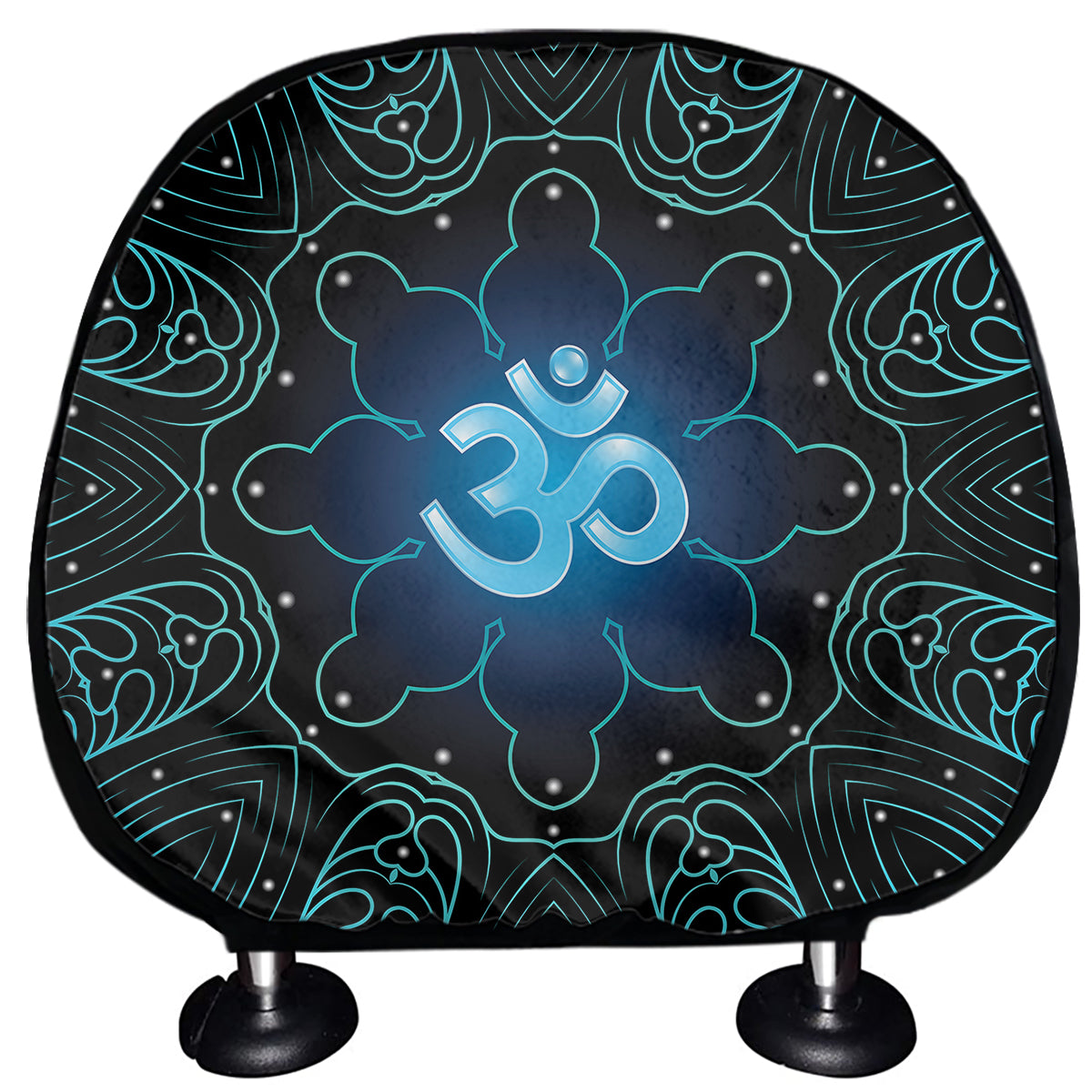 Blue Om Mandala Print Car Headrest Covers