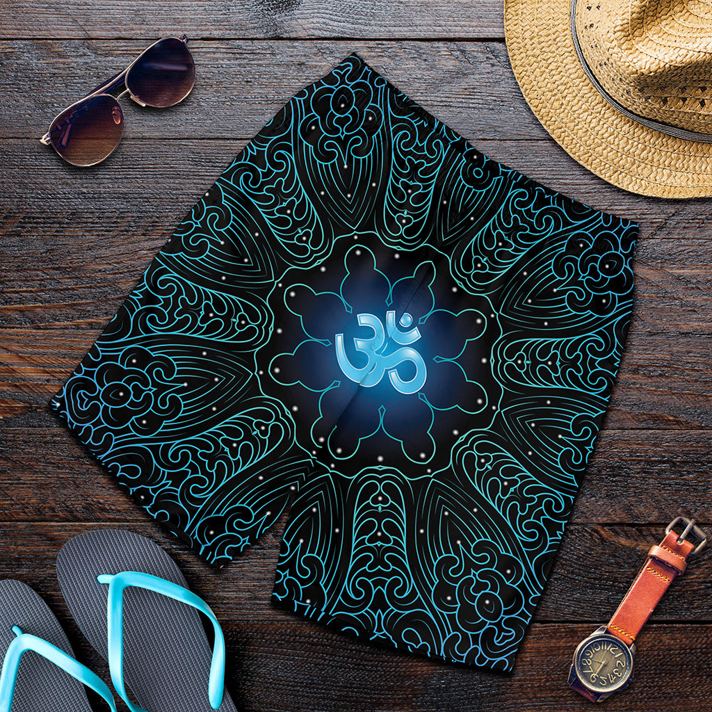 Blue Om Mandala Print Men's Shorts