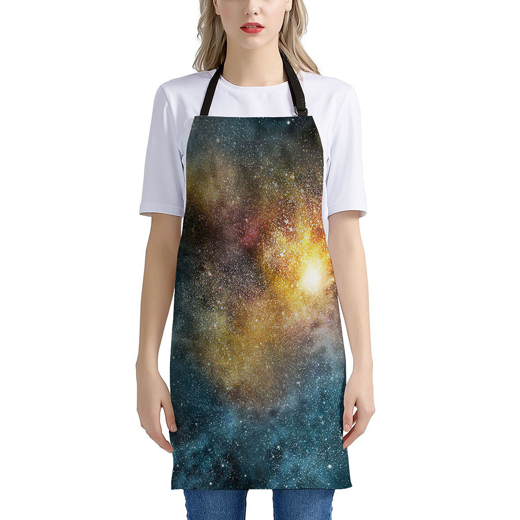 Blue Orange Stardust Galaxy Space Print Apron