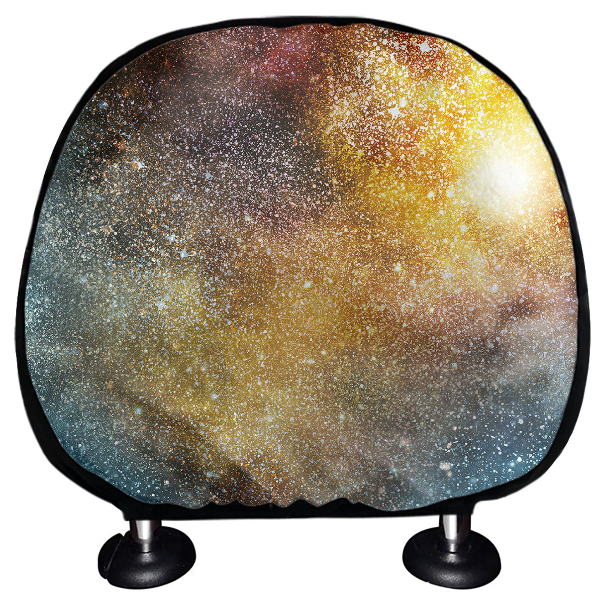 Blue Orange Stardust Galaxy Space Print Car Headrest Covers