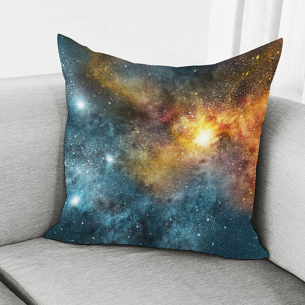 Blue Orange Stardust Galaxy Space Print Pillow Cover