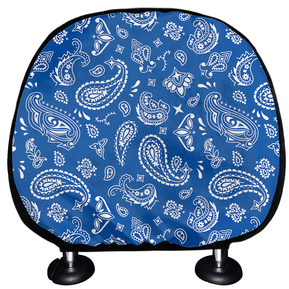 Blue Paisley Bandana Pattern Print Car Headrest Covers