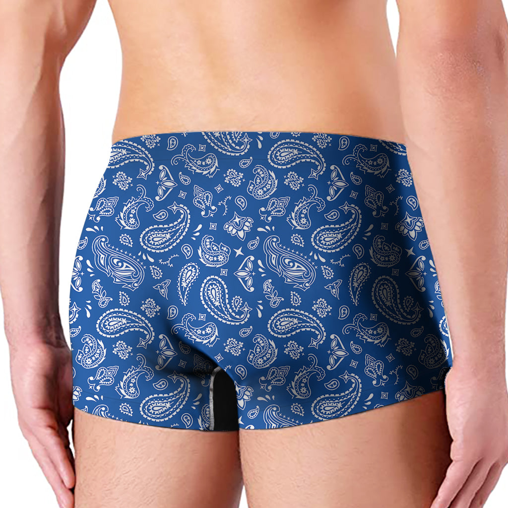 Blue Paisley Bandana Pattern Print Men's Boxer Briefs