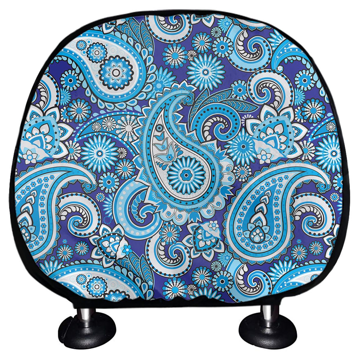 Blue Paisley Pattern Print Car Headrest Covers