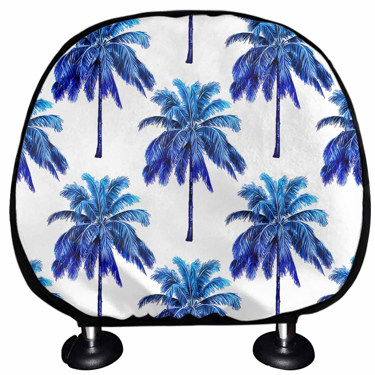 Blue Palm Tree Pattern Print Car Headrest Covers