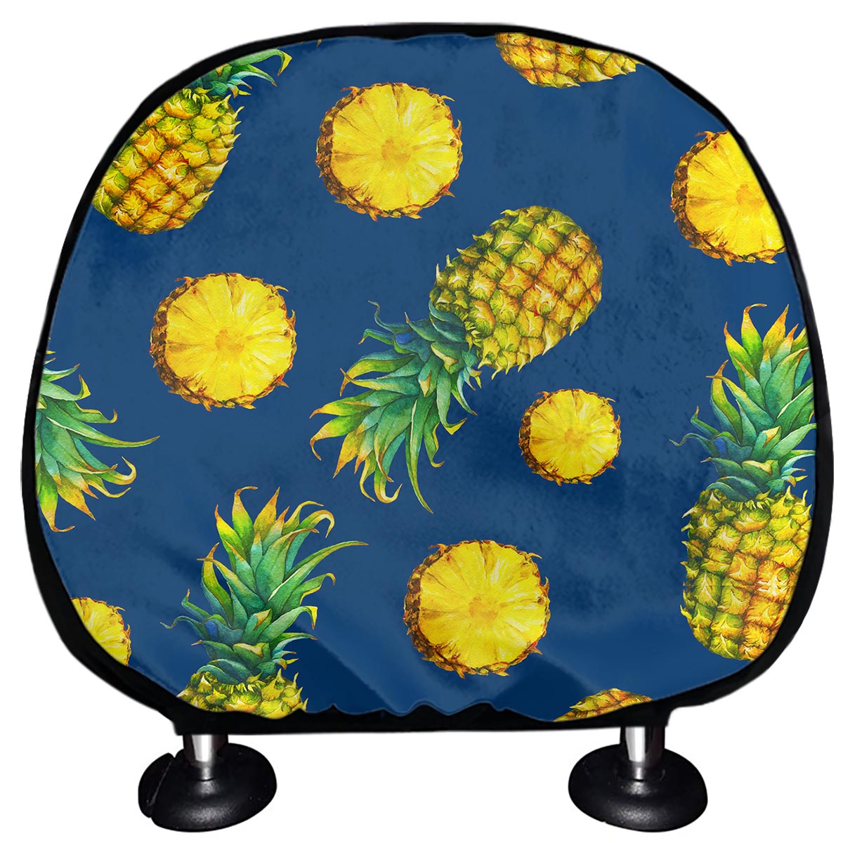 Blue Pineapple Pattern Print Car Headrest Covers