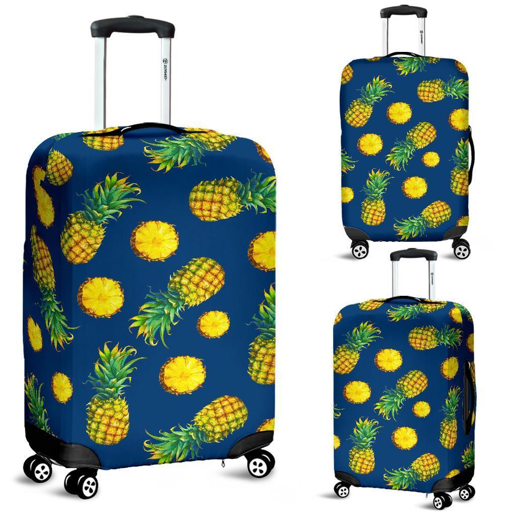 Blue Pineapple Pattern Print Luggage Cover GearFrost