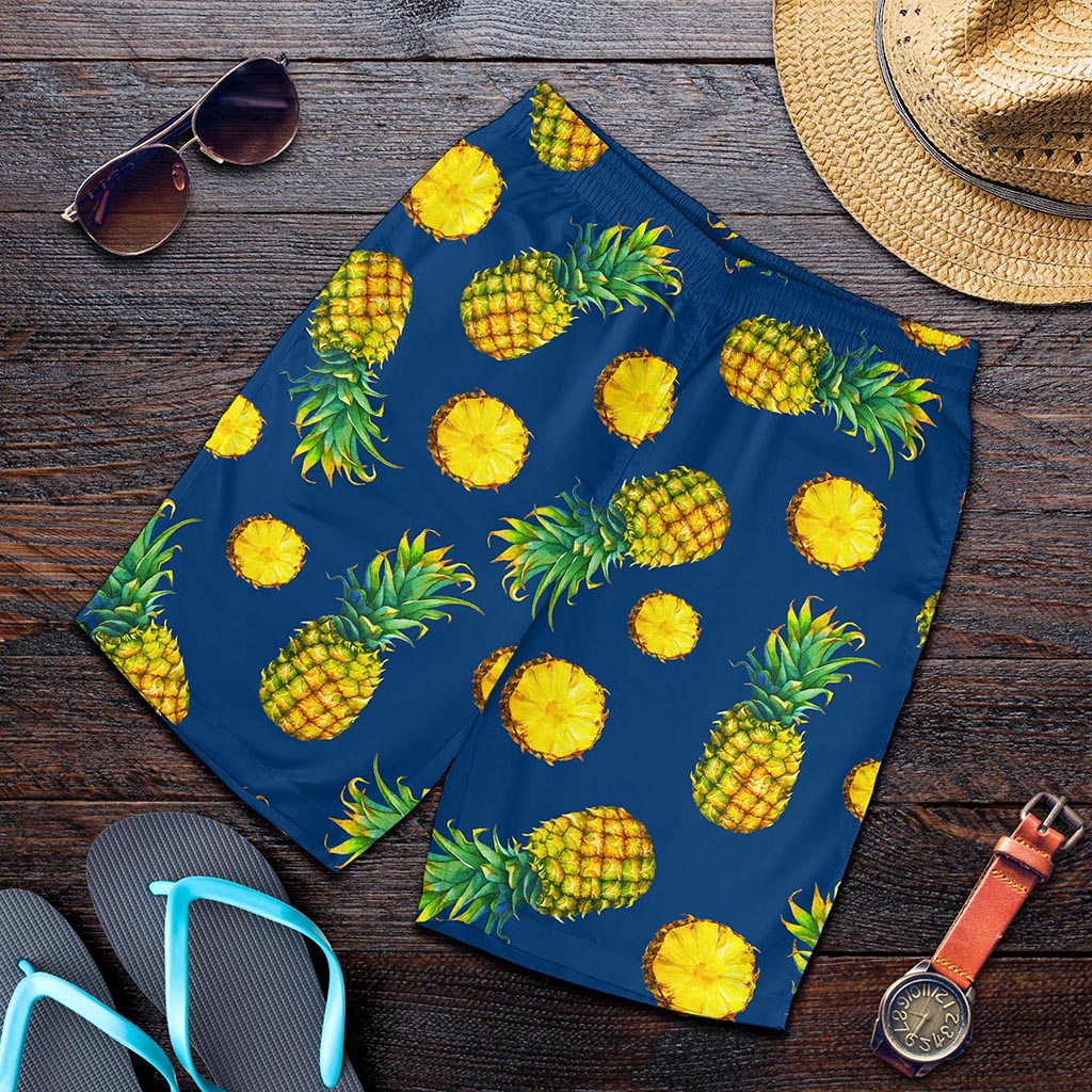 Blue Pineapple Pattern Print Men's Shorts