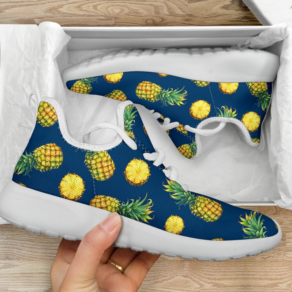 Blue Pineapple Pattern Print Mesh Knit Shoes GearFrost