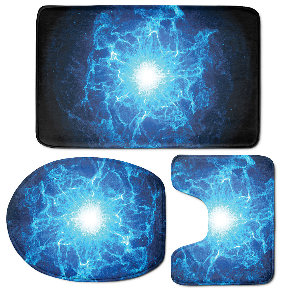Blue Plasma Energy Print 3 Piece Bath Mat Set