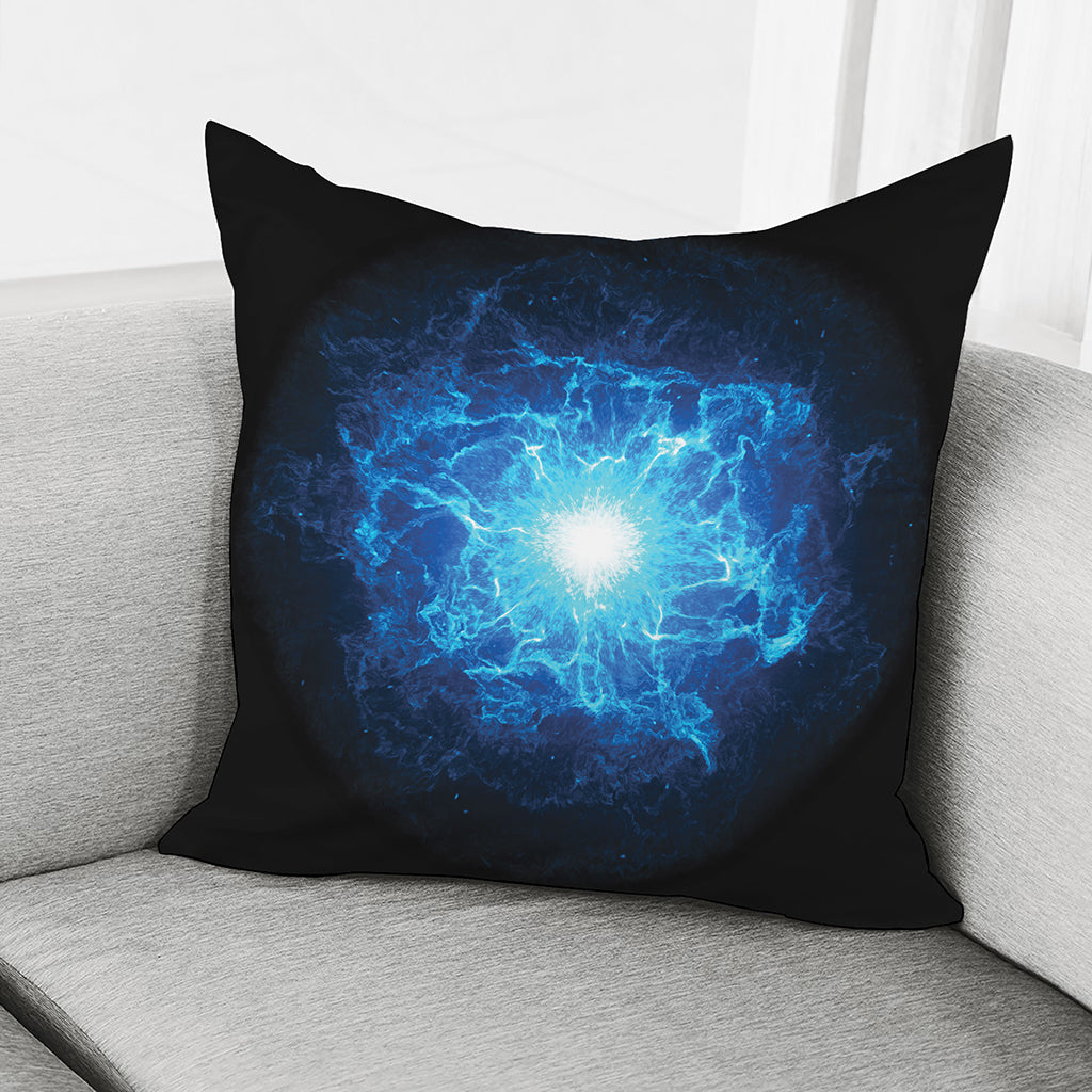 Blue Plasma Energy Print Pillow Cover