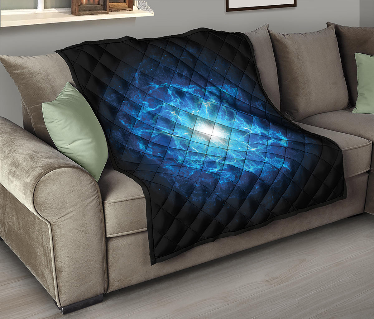 Blue Plasma Energy Print Quilt