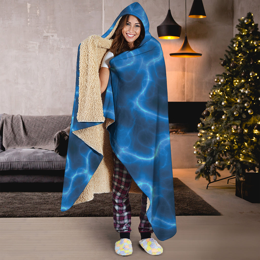 Blue Plasma Print Hooded Blanket