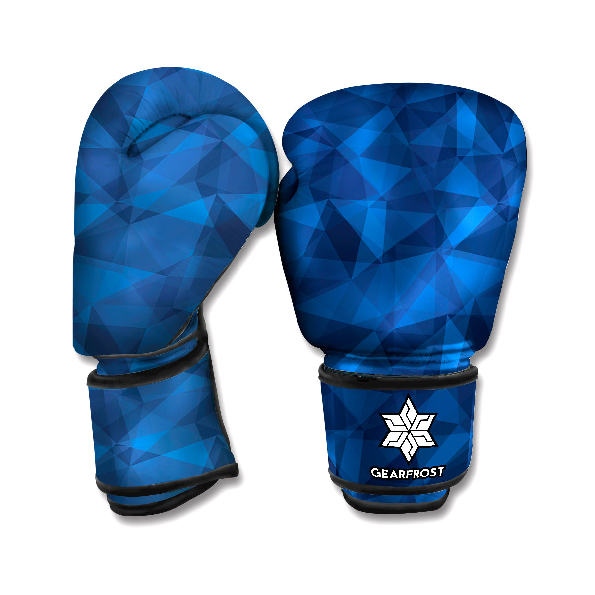 Blue Polygonal Geometric Print Boxing Gloves