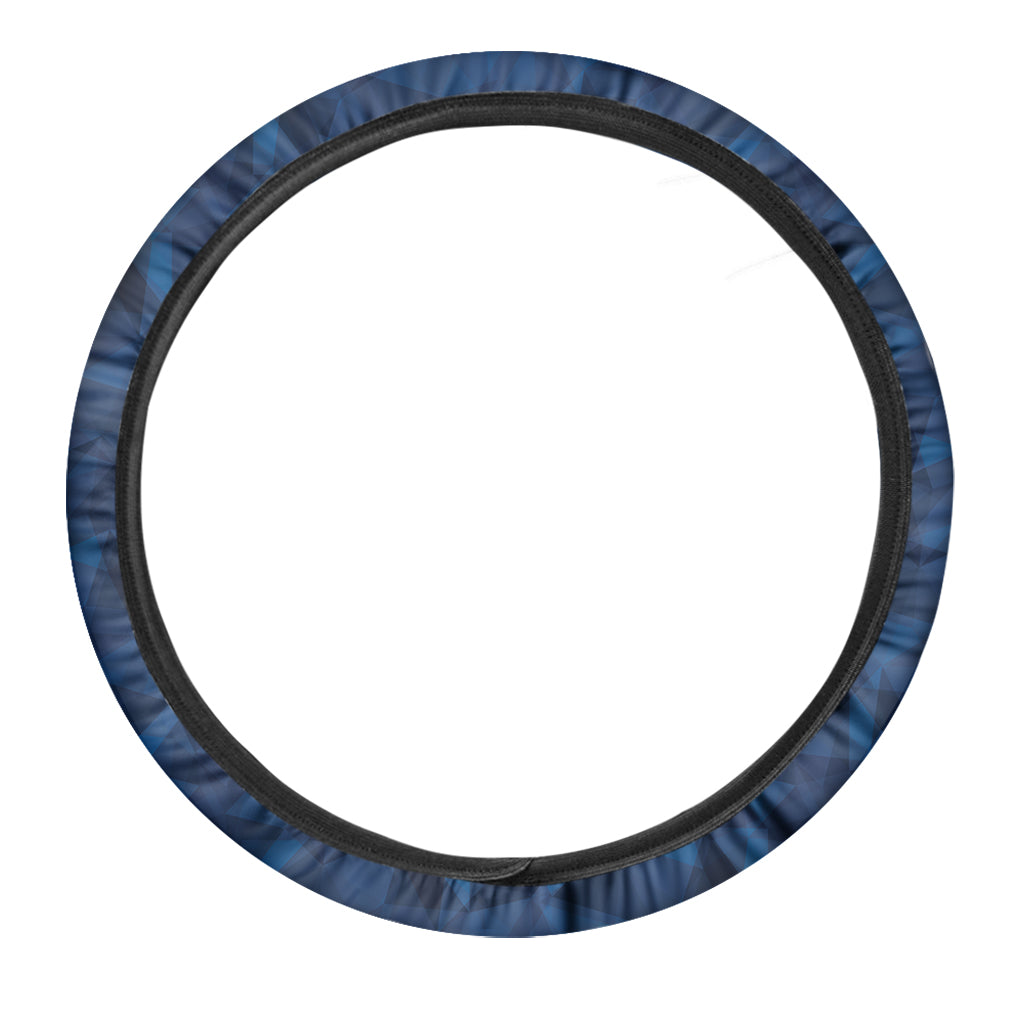 Blue Polygonal Geometric Print Car Steering Wheel Cover