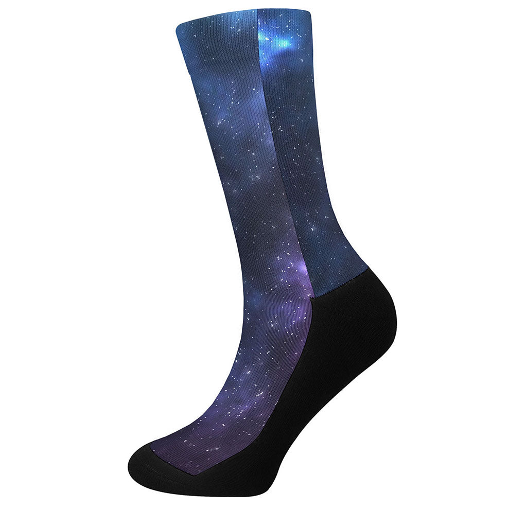 Blue Purple Cosmic Galaxy Space Print Crew Socks