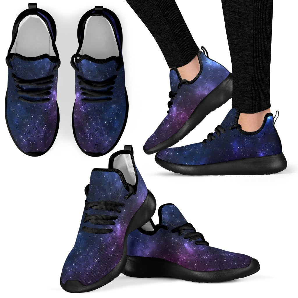 Blue Purple Cosmic Galaxy Space Print Mesh Knit Shoes GearFrost