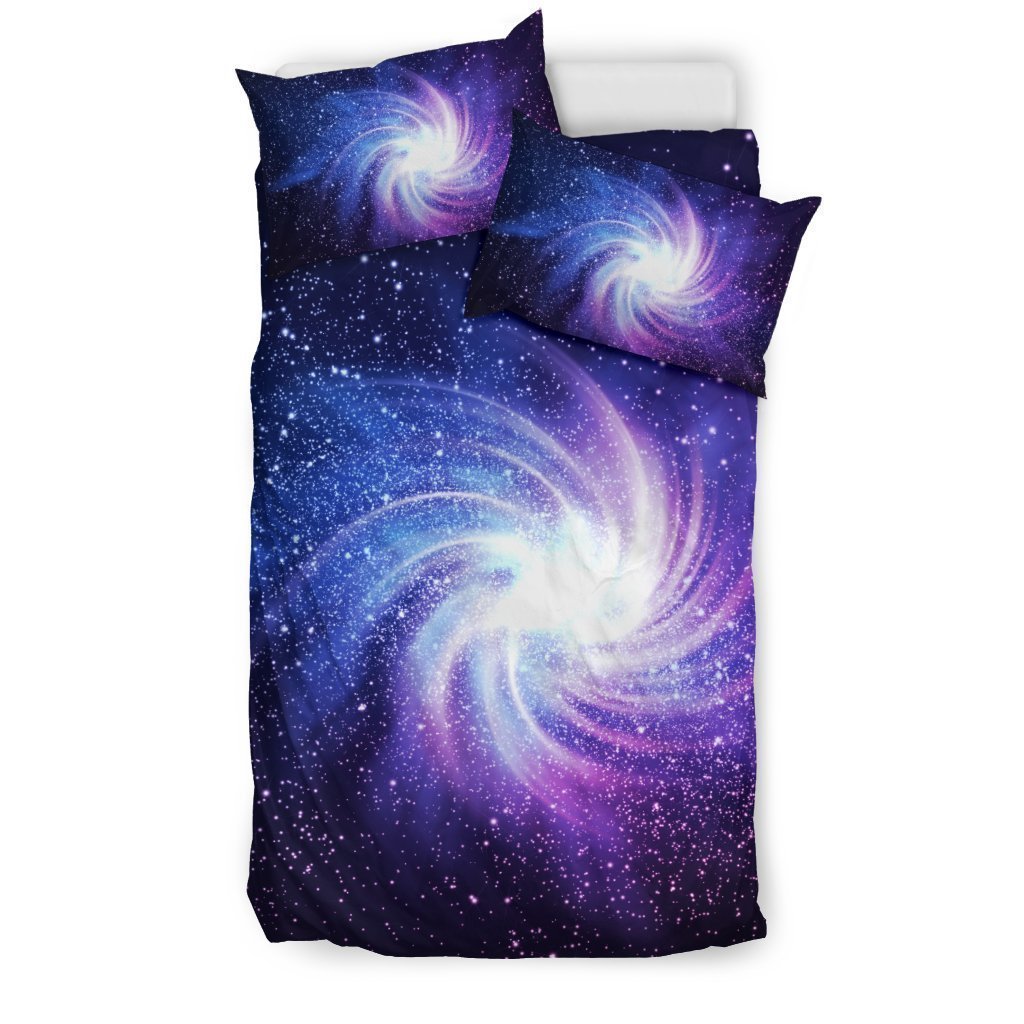 Blue Purple Spiral Galaxy Space Print Duvet Cover Bedding Set GearFrost
