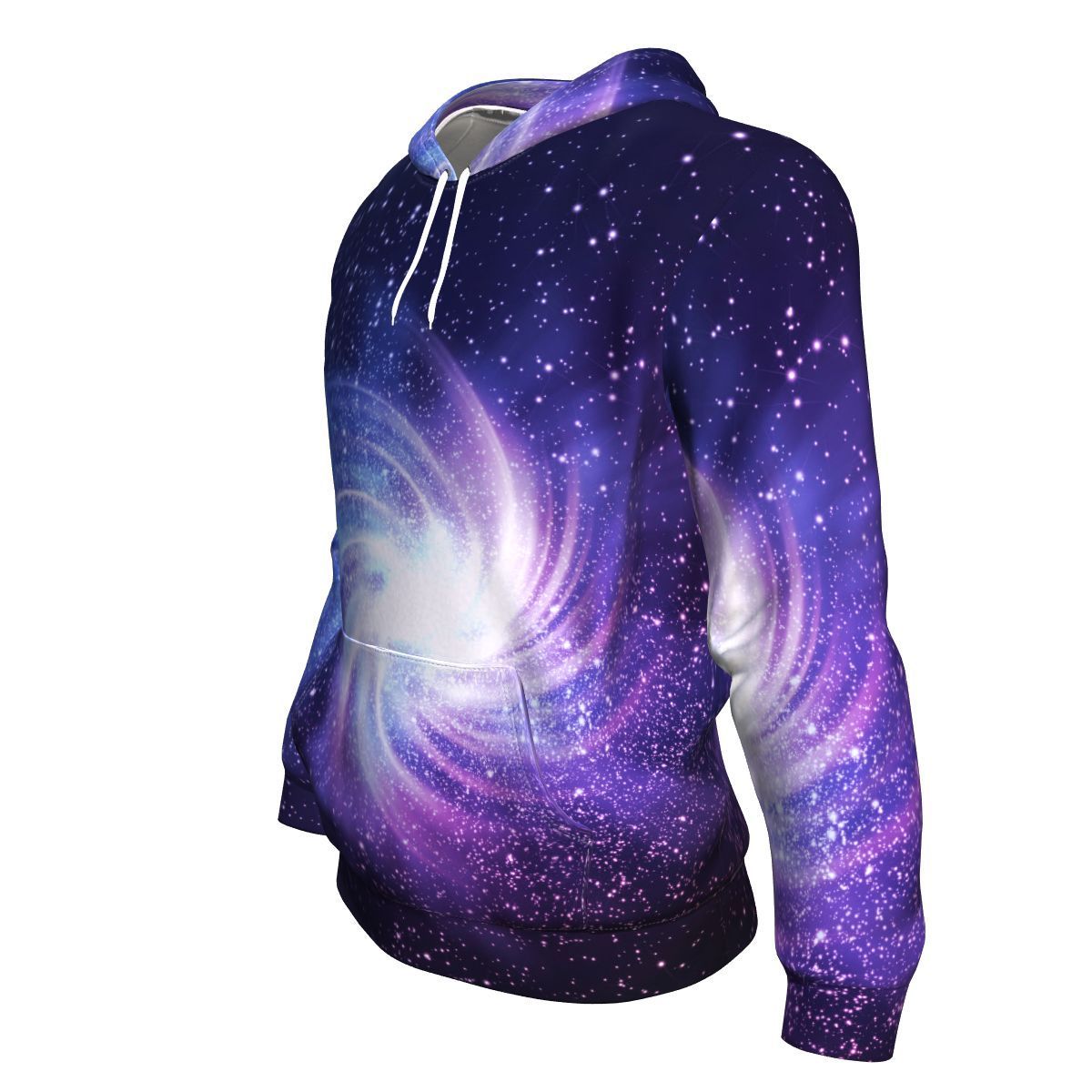 Blue Purple Spiral Galaxy Space Print Unisex Pullover Hoodie GearFrost