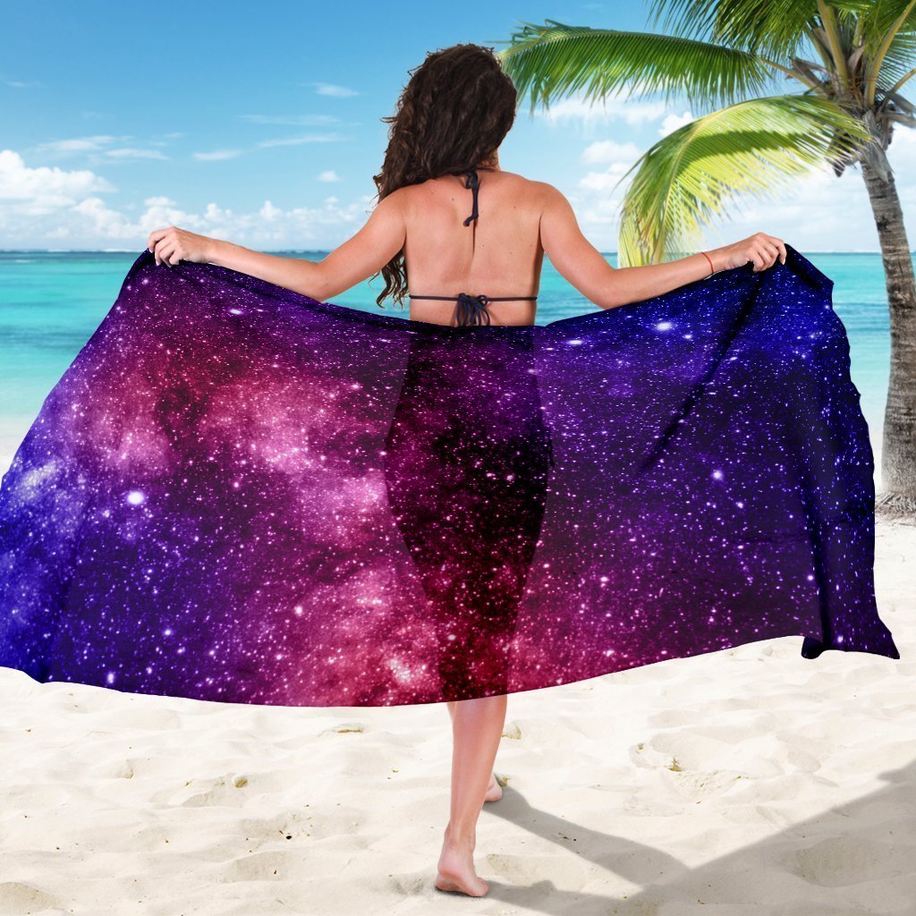 Blue Purple Stardust Galaxy Space Print Beach Sarong Wrap GearFrost