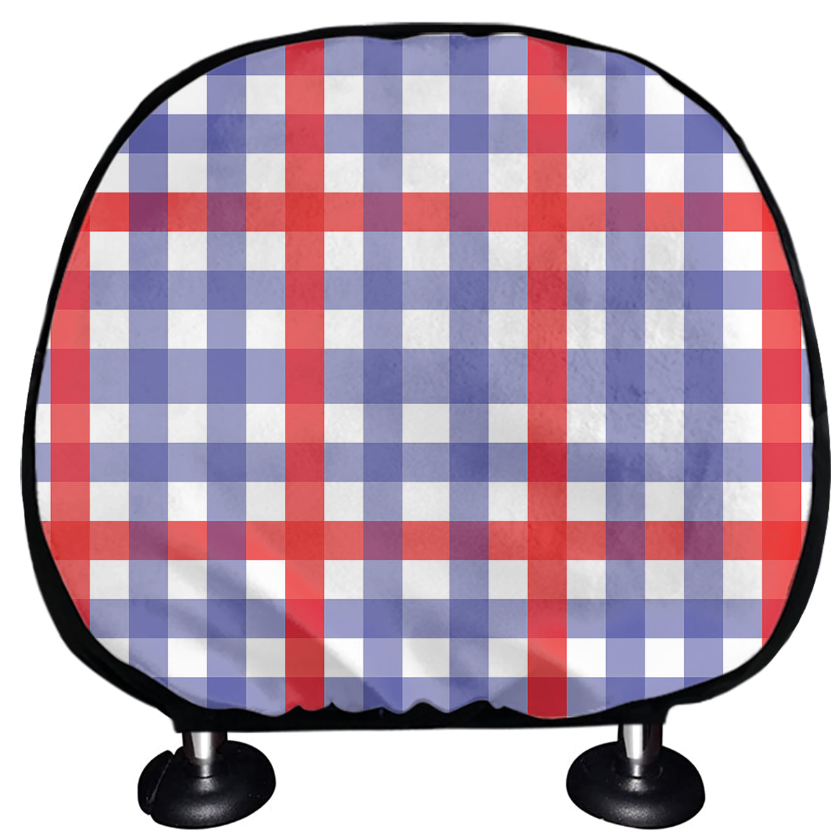 Blue Red And White Check Pattern Print Car Headrest Covers