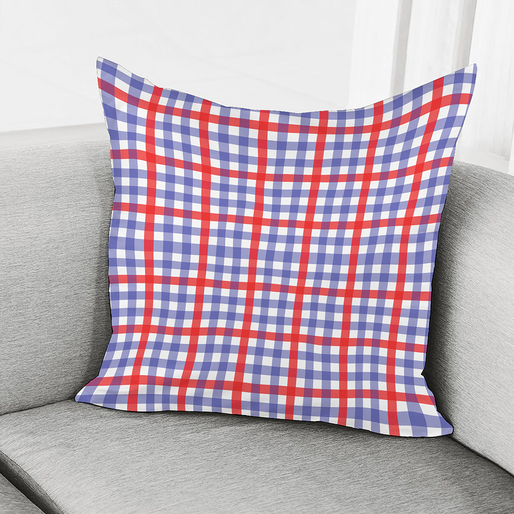 Blue Red And White Check Pattern Print Pillow Cover