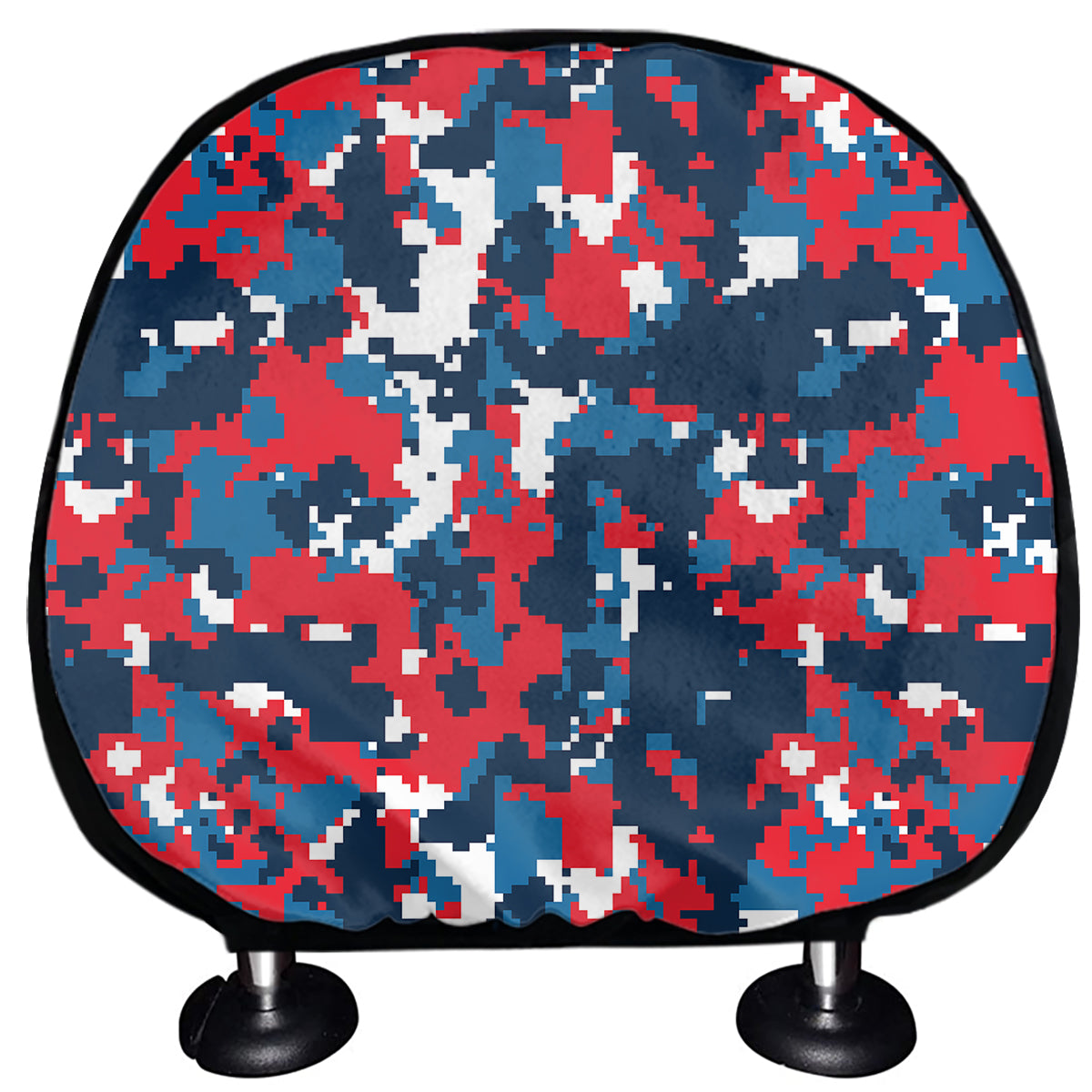 Blue Red And White Digital Camo Print Car Headrest Covers