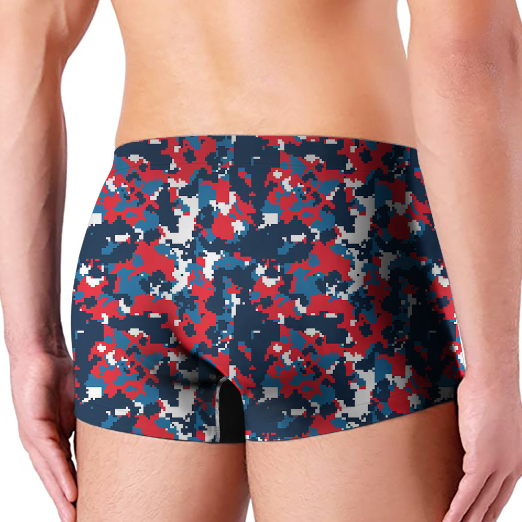 Blue Red And White Digital Camo Print Men's Boxer Briefs