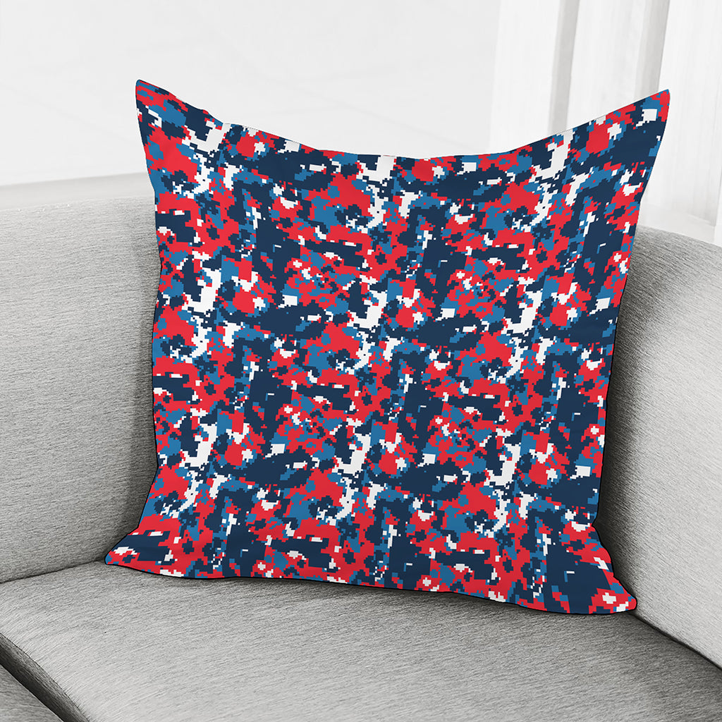 Blue Red And White Digital Camo Print Pillow Cover