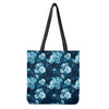 Blue Rose Floral Flower Pattern Print Tote Bag