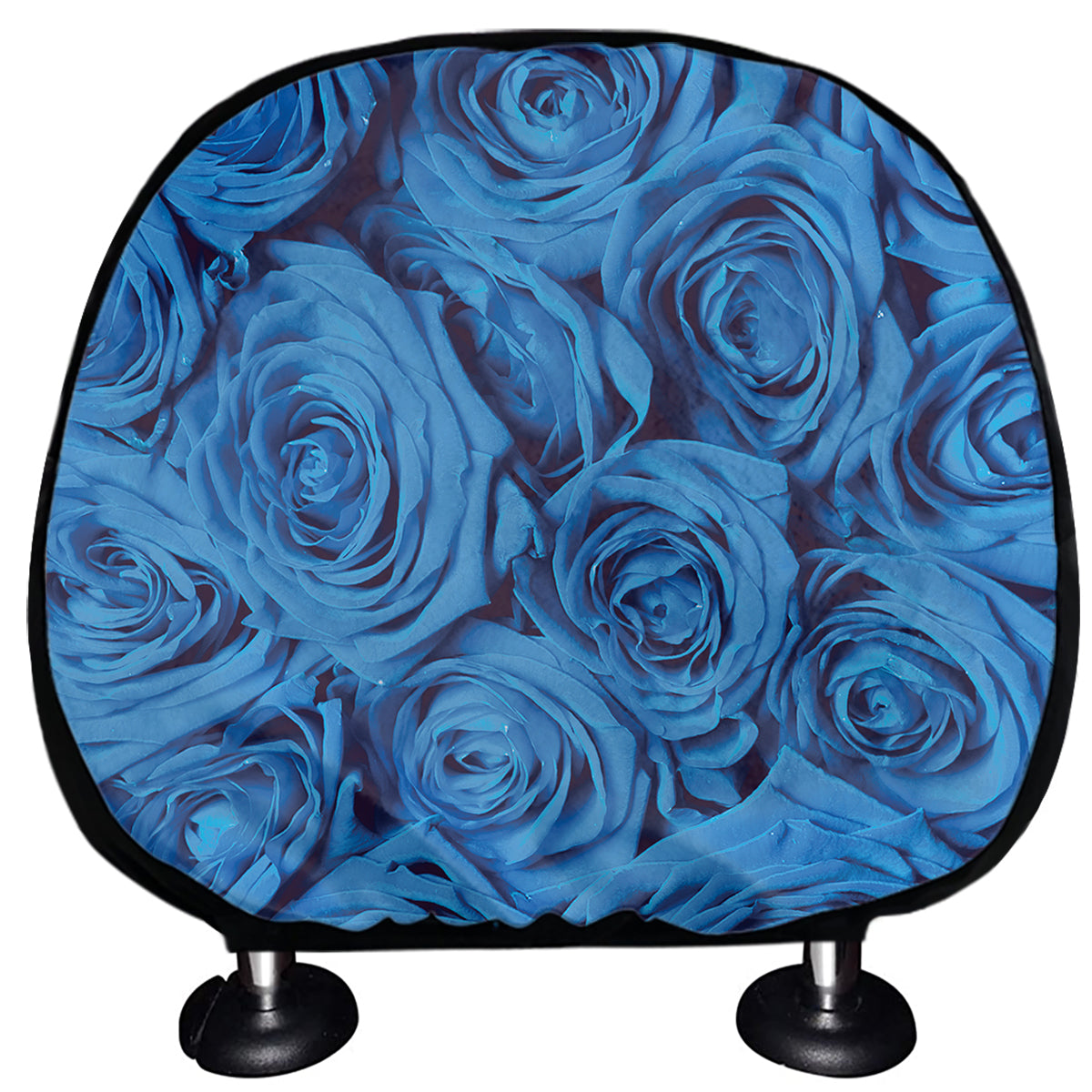 Blue Rose Print Car Headrest Covers