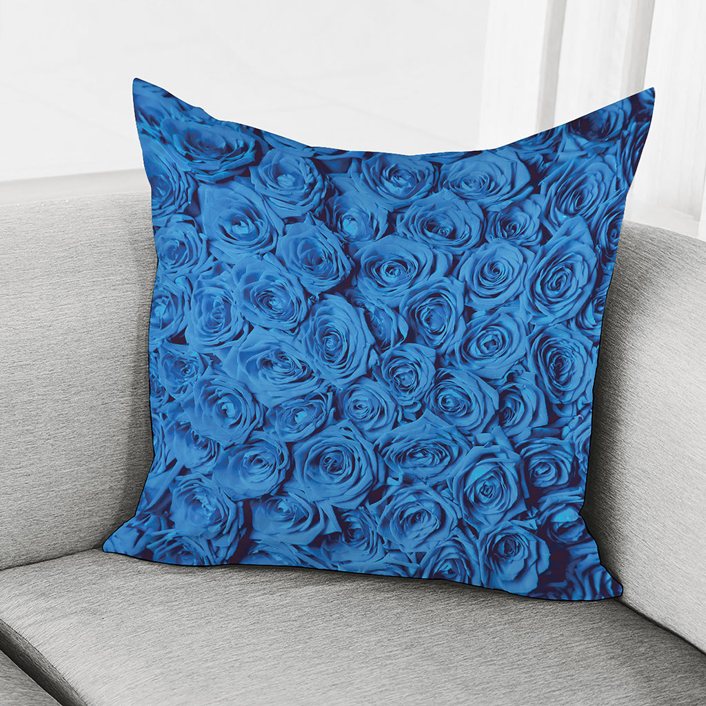 Blue Rose Print Pillow Cover