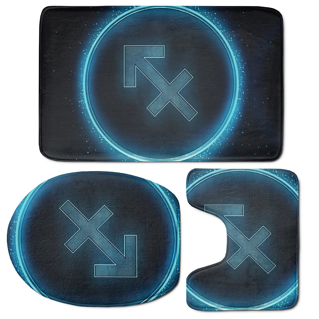 Blue Sagittarius Zodiac Sign Print 3 Piece Bath Mat Set