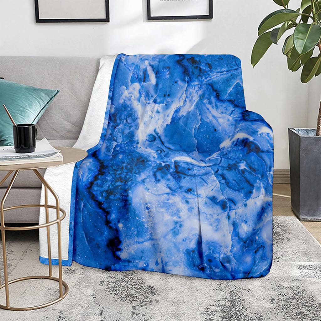Blue Sapphire Marble Print Blanket