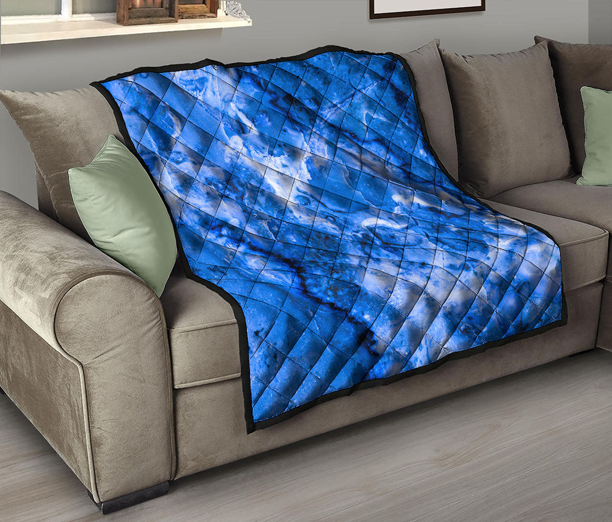 Blue Sapphire Marble Print Quilt