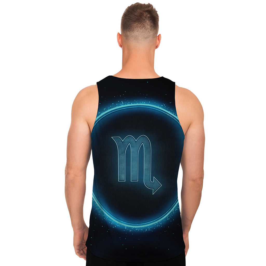 Blue Scorpio Zodiac Sign Print Men's Tank Top