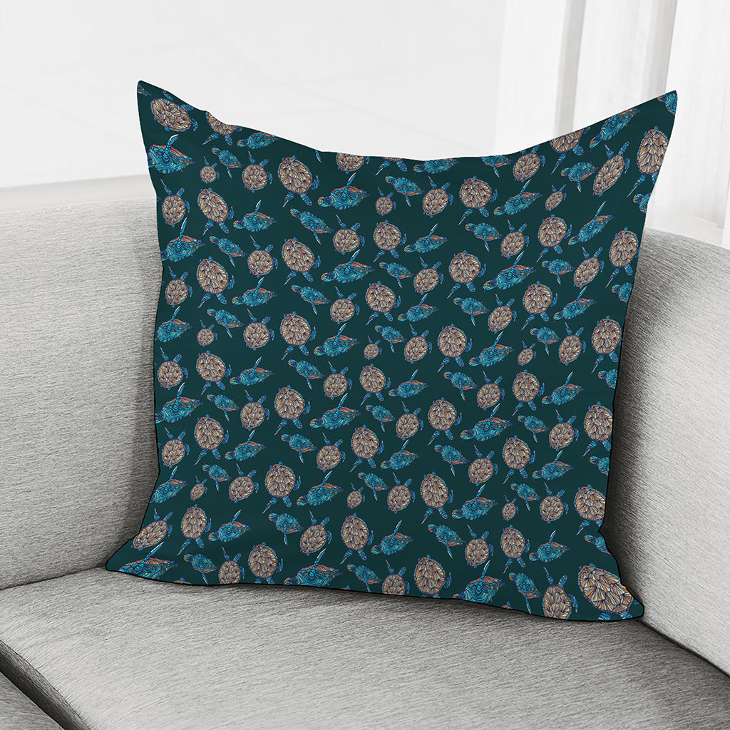 Blue Sea Turtle Pattern Print Pillow Cover