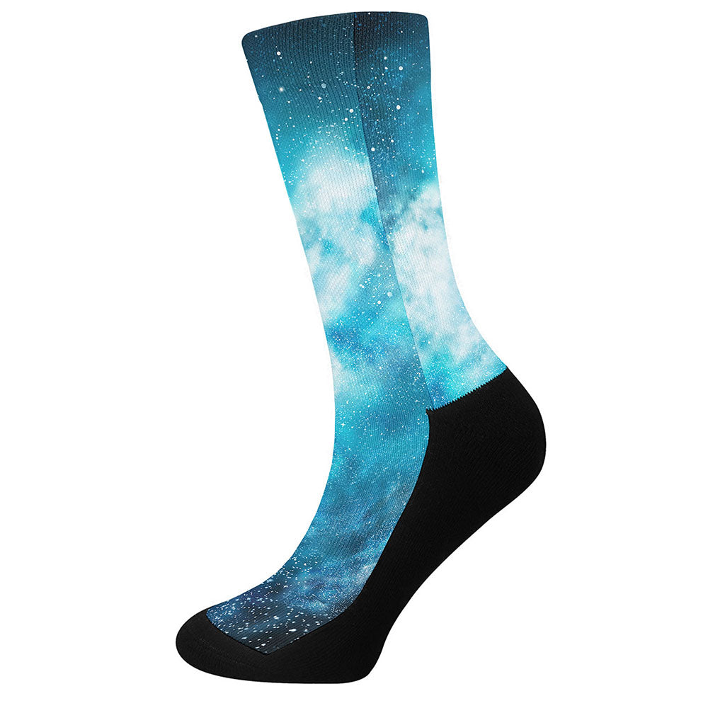 Blue Sky Universe Galaxy Space Print Crew Socks