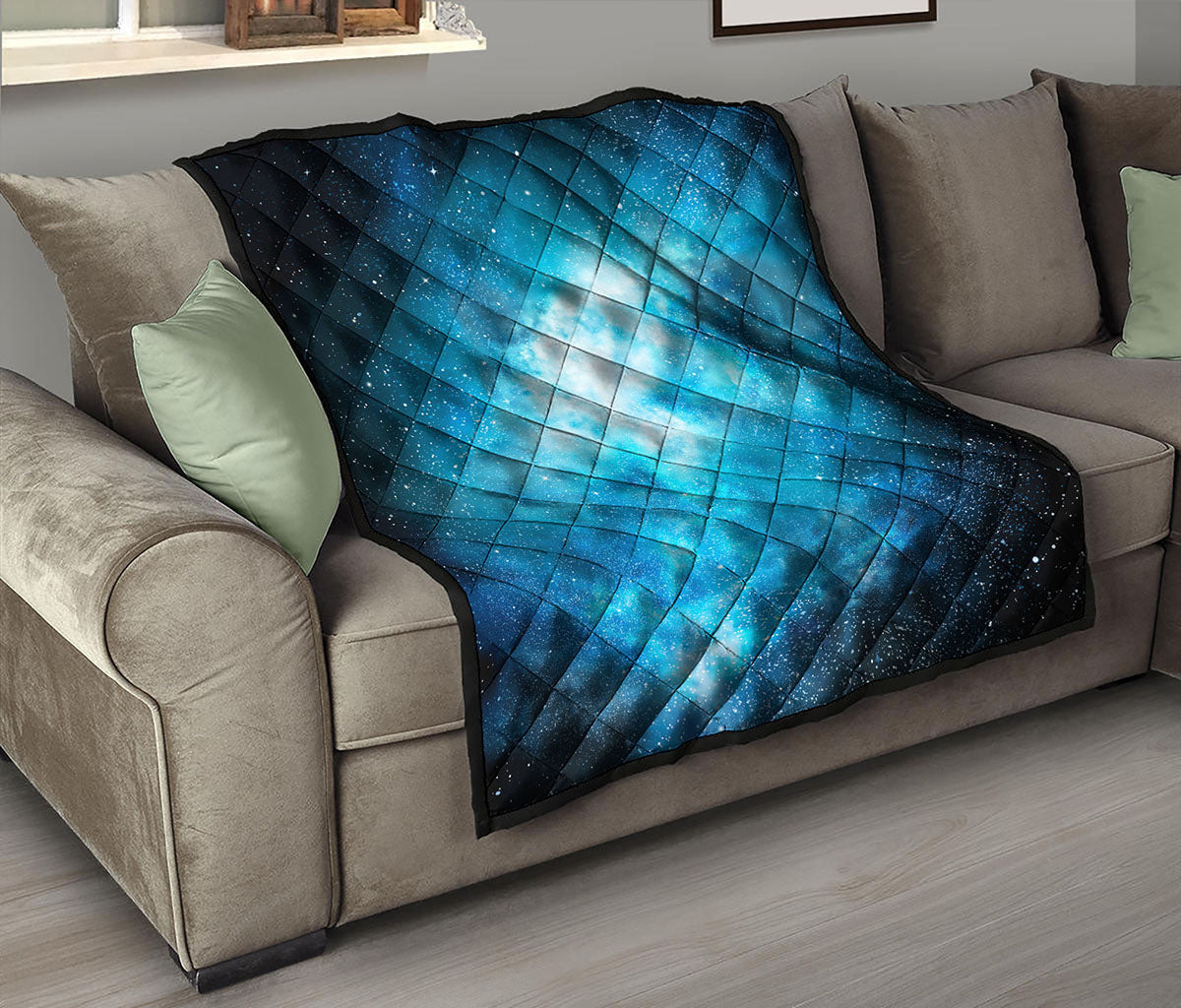 Blue Sky Universe Galaxy Space Print Quilt