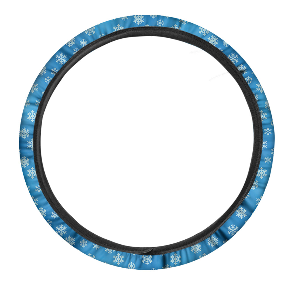 Blue Snowflake Pattern Print Car Steering Wheel Cover