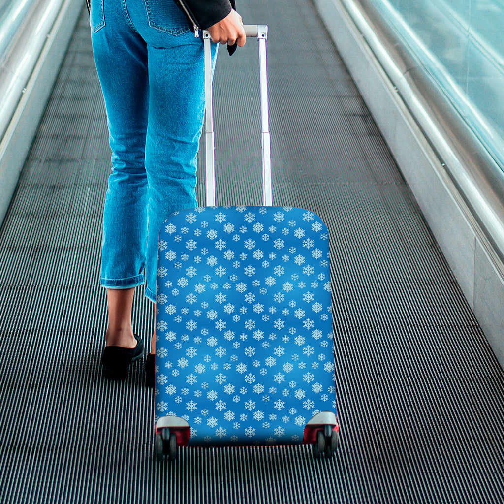 Blue Snowflake Pattern Print Luggage Cover