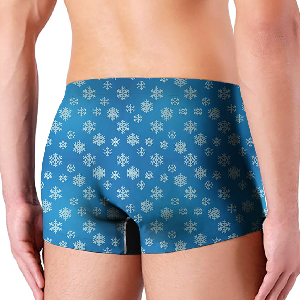 Blue Snowflake Pattern Print Men's Boxer Briefs